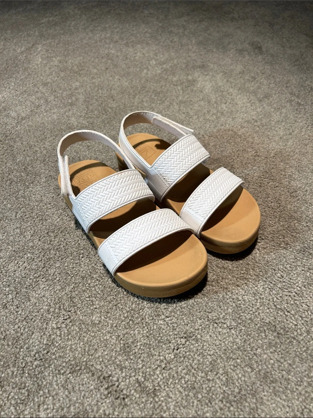 Reef Kids White Strappy Sandals with Tan Footbed